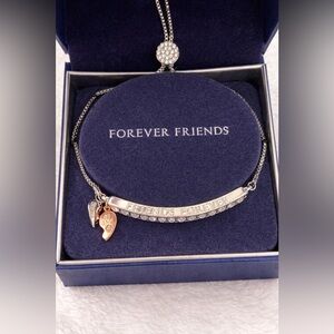 Swarovski Silver Bracelet with Rose Gold Split-Heart Charms